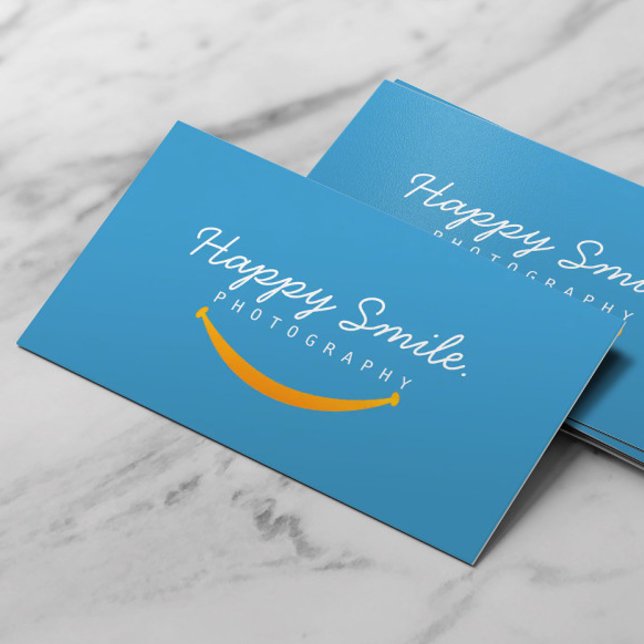 Happy Smile Blue Photography Business Card (Creator Uploaded)