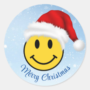 Happy Smile Santa Classic Round Sticker