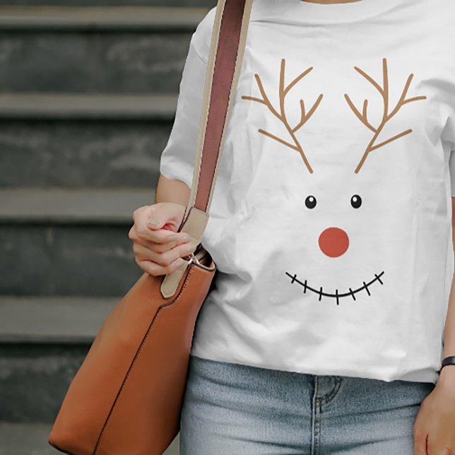 Happy Smile Snowman Face T-Shirt (#zazzlemade #HappySnowmanFace #ChristmasSnowman  #winter #deer #FunnyChristmas # HolidayT-Shirt)