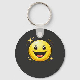 Happy Smiley Face with Sparkles Key Ring