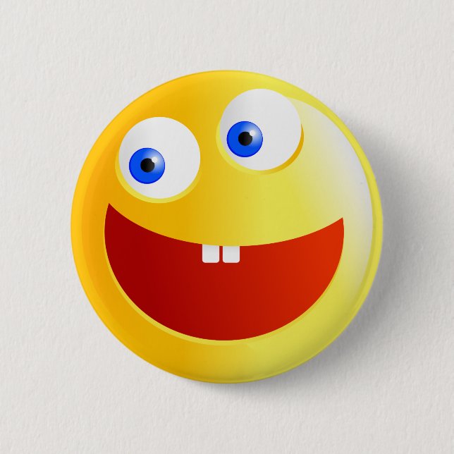 Happy Smilie 6 Cm Round Badge (Front)