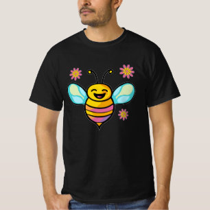 Happy smiling baby bee with flowers.  T-Shirt