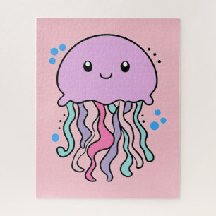 Happy smiling baby jellyfish with bubbles. jigsaw puzzle