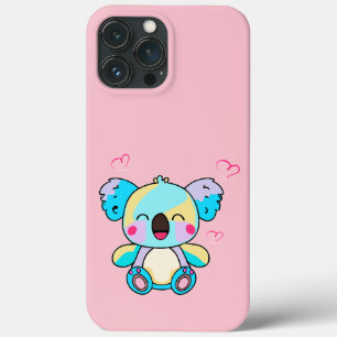 Happy smiling baby koala bear with love hearts.  iPhone 13 pro max case