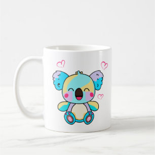 Happy smiling baby koala bear with love hearts.  coffee mug