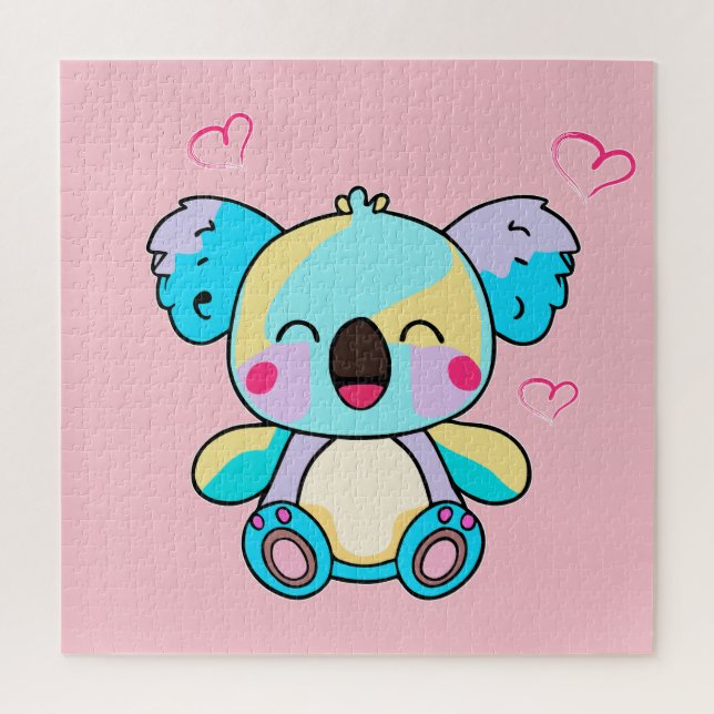Happy smiling baby koala bear with love hearts.  jigsaw puzzle (Vertical)