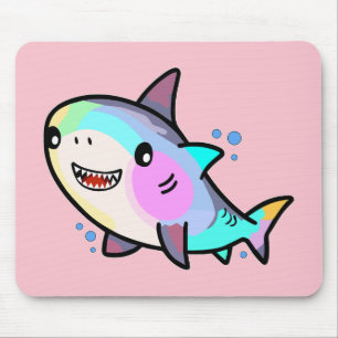 Happy smiling baby shark with bubbles.  mouse pad