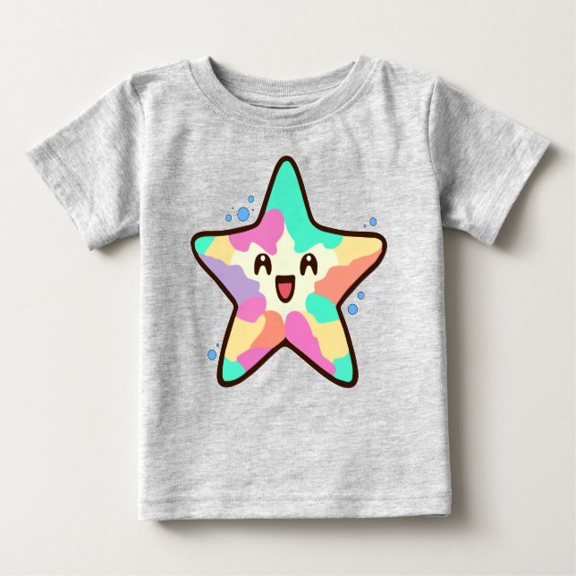 Happy smiling baby starfish with bubbles.  baby T-Shirt (Front)