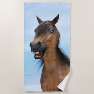 Happy Smiling Bay Horse Beach Towel