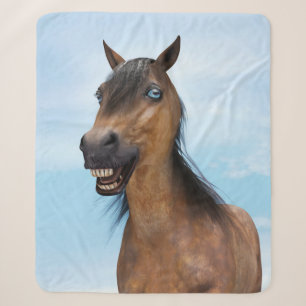 Happy Smiling Bay Horse Sherpa Blanket