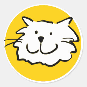 Happy Smiling Cat as a Fun Cartoon Illustration Classic Round Sticker