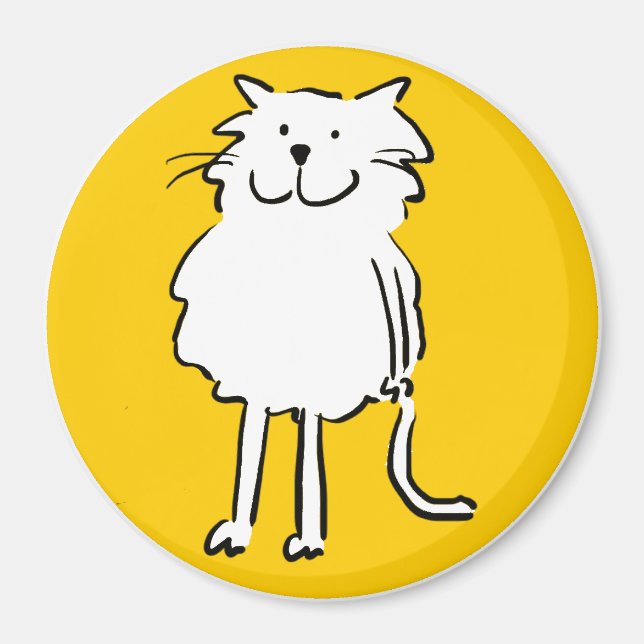 Happy Smiling Cat as a Fun Cartoon Illustration Magnet (Front)