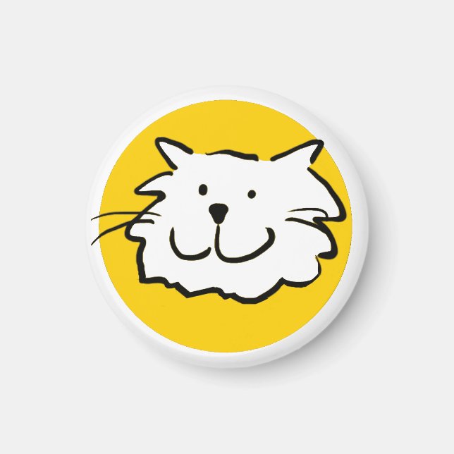 Happy Smiling Cat as a Fun Cartoon Illustration Magnet (Front)