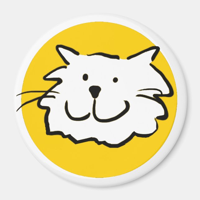 Happy Smiling Cat as a Fun Cartoon Illustration Magnet (Front)