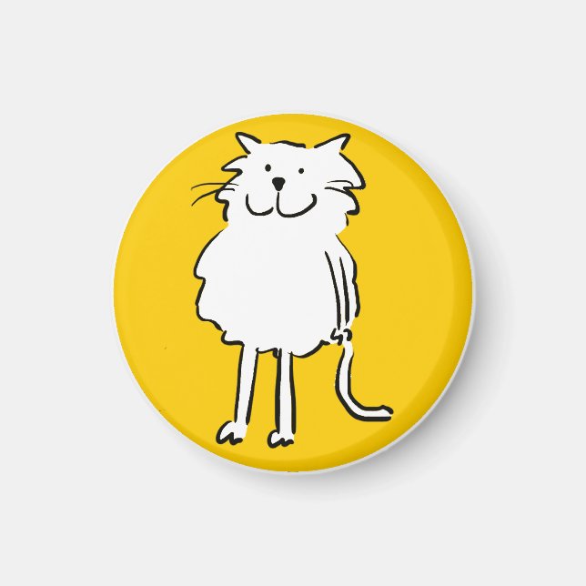 Happy Smiling Cat as a Fun Cartoon Illustration Magnet (Front)