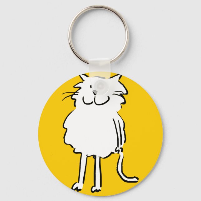 Happy Smiling Cat. Cat-Themed Key Ring (Front)