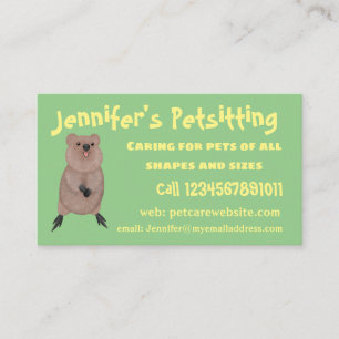 Happy smiling cute quokka cartoon design business card