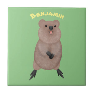 Happy smiling cute quokka cartoon design ceramic tile