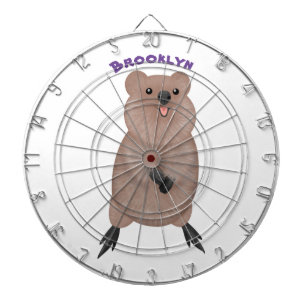 Happy smiling cute quokka cartoon design dartboard