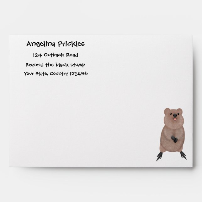 Happy smiling cute quokka cartoon design envelope (Front)