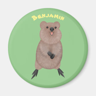 Happy smiling cute quokka cartoon design magnet