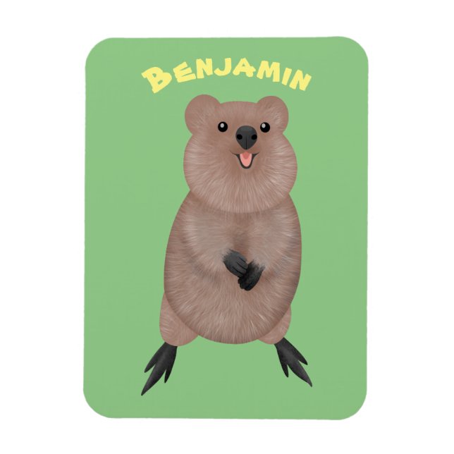 Happy smiling cute quokka cartoon design magnet (Vertical)
