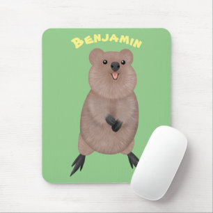 Happy smiling cute quokka cartoon design mouse pad