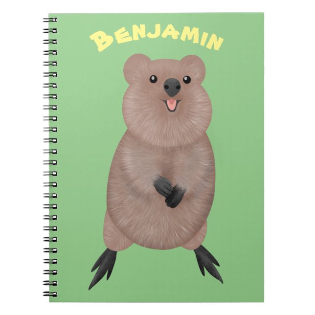 Happy smiling cute quokka cartoon design notebook (Front)