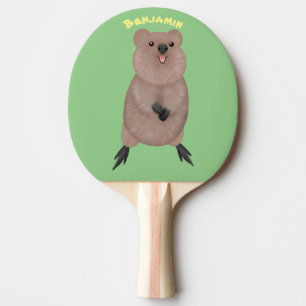 Happy smiling cute quokka cartoon design  ping pong paddle