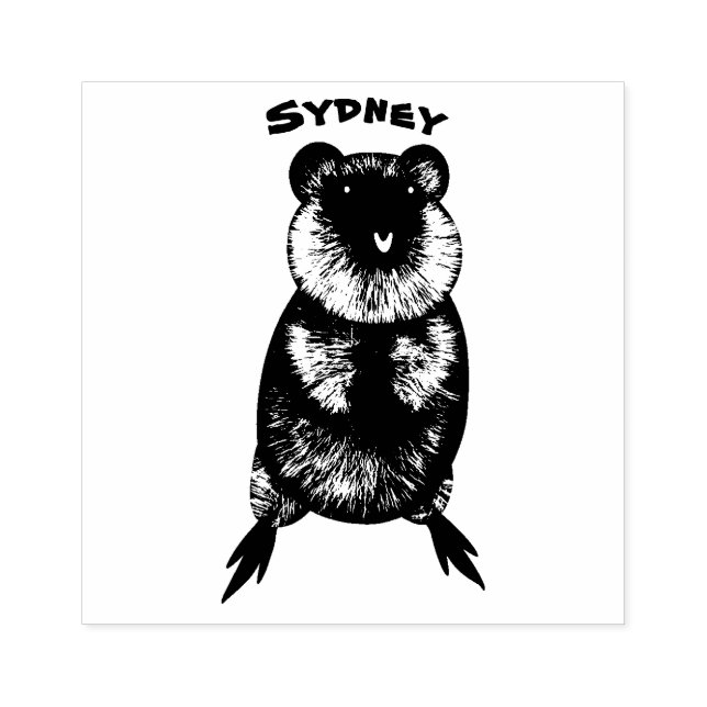 Happy smiling cute quokka cartoon design rubber stamp (Imprint)