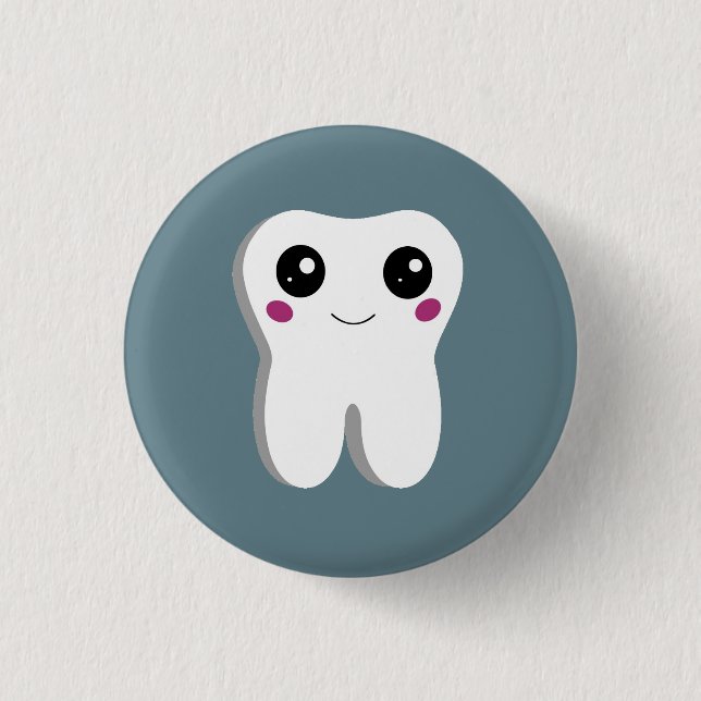 Happy Smiling Dental Tooth Cute 3 Cm Round Badge (Front)
