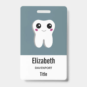 Happy Smiling Dental Tooth Cute ID Badge