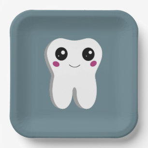 Happy Smiling Dental Tooth Cute Paper Plate