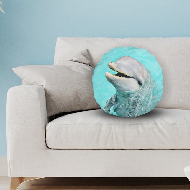 Happy Smiling Dolphin  Round Cushion (Creator Uploaded)