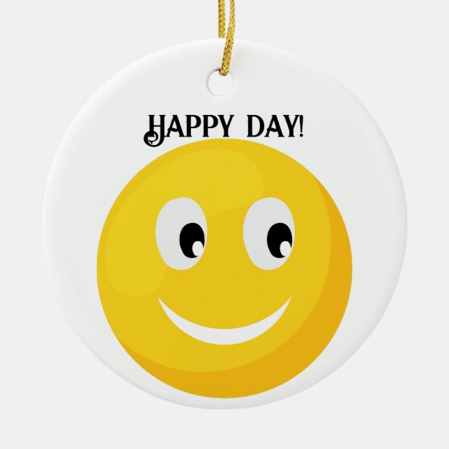 Happy Smiling Face  Ceramic Ornament (Front)