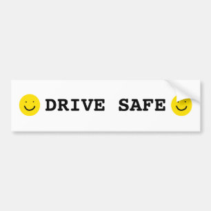Happy Smiling Face Drive Safe Friendly Warning Bumper Sticker