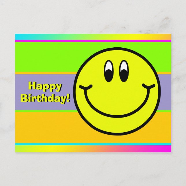 Happy Smiling Face Emoji Happy Birthday Postcard (Front)