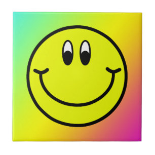 Happy Smiling Face Emoji Rainbow Photo Tile