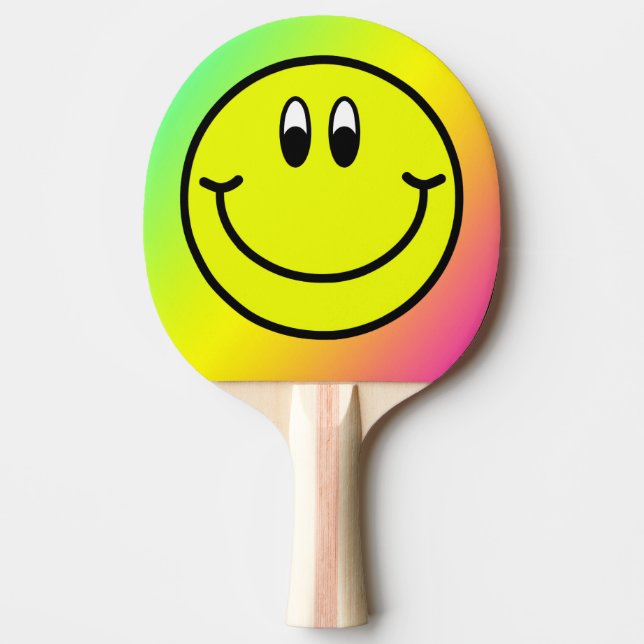 Happy Smiling Face Emoji Rainbow Ping Pong Paddle (Front)