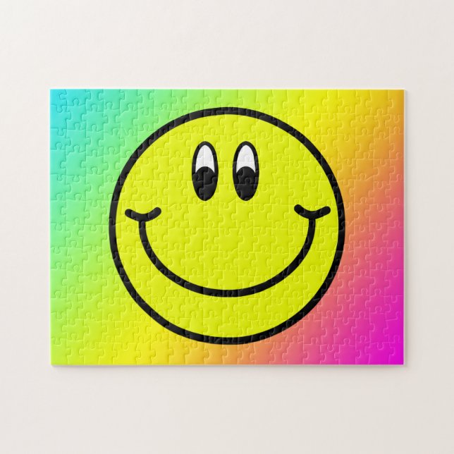 Happy Smiling Face Emoji Rainbow Puzzle (Horizontal)