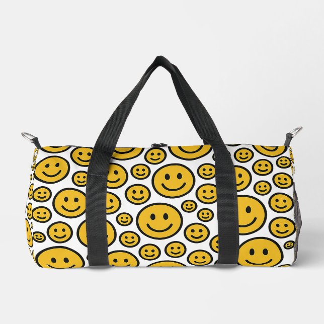 Happy Smiling Face Patterned Duffel Bag (Front)