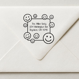 Happy Smiling Faces Address Self Inking Stamp