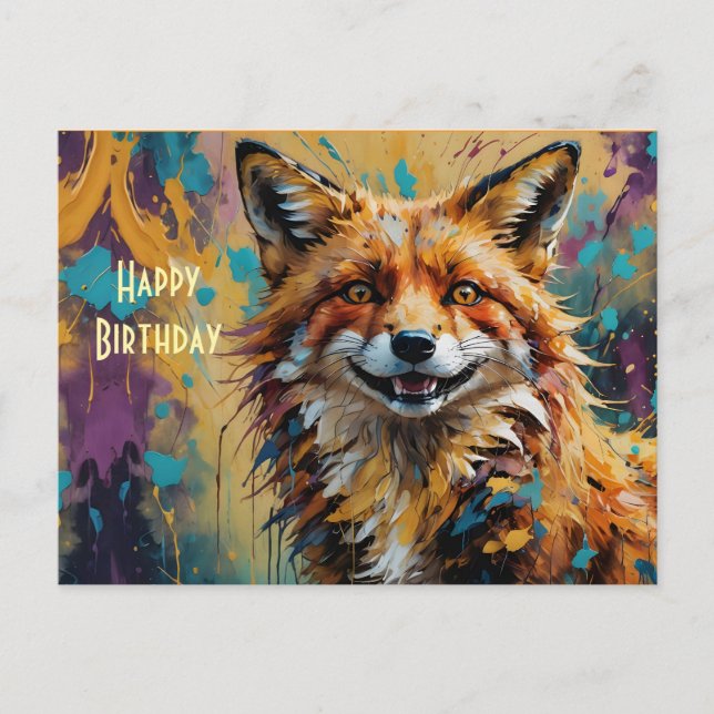 Happy Smiling Fox - Happy Birthday  Postcard (Front)