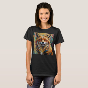 Happy Smiling Fox -paint splatter T-Shirt