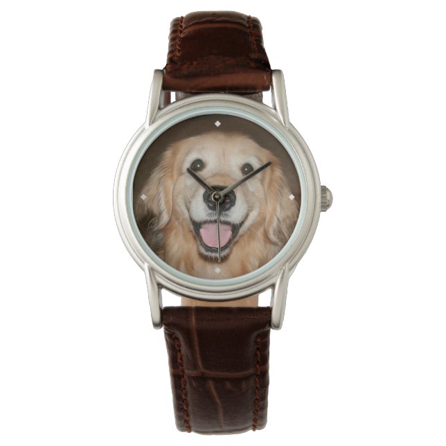 Happy Smiling Golden Retriever Dog Watch (Front)