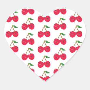 Happy Smiling Kawaii Cherry Fruit Heart Sticker
