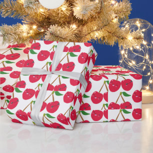 Happy Smiling Kawaii Cherry Fruit Wrapping Paper