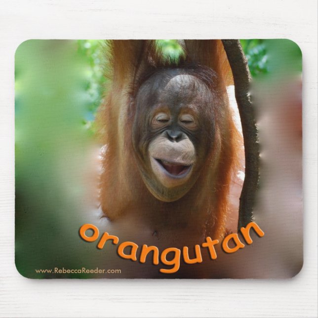 Happy Smiling Orangutan Mouse Pad (Front)