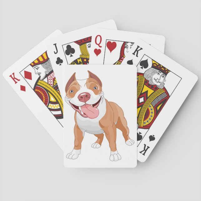 Happy Smiling Pit Bull Playing Cards (Back)