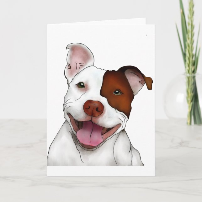 Happy Smiling Pitbull Card (Front)